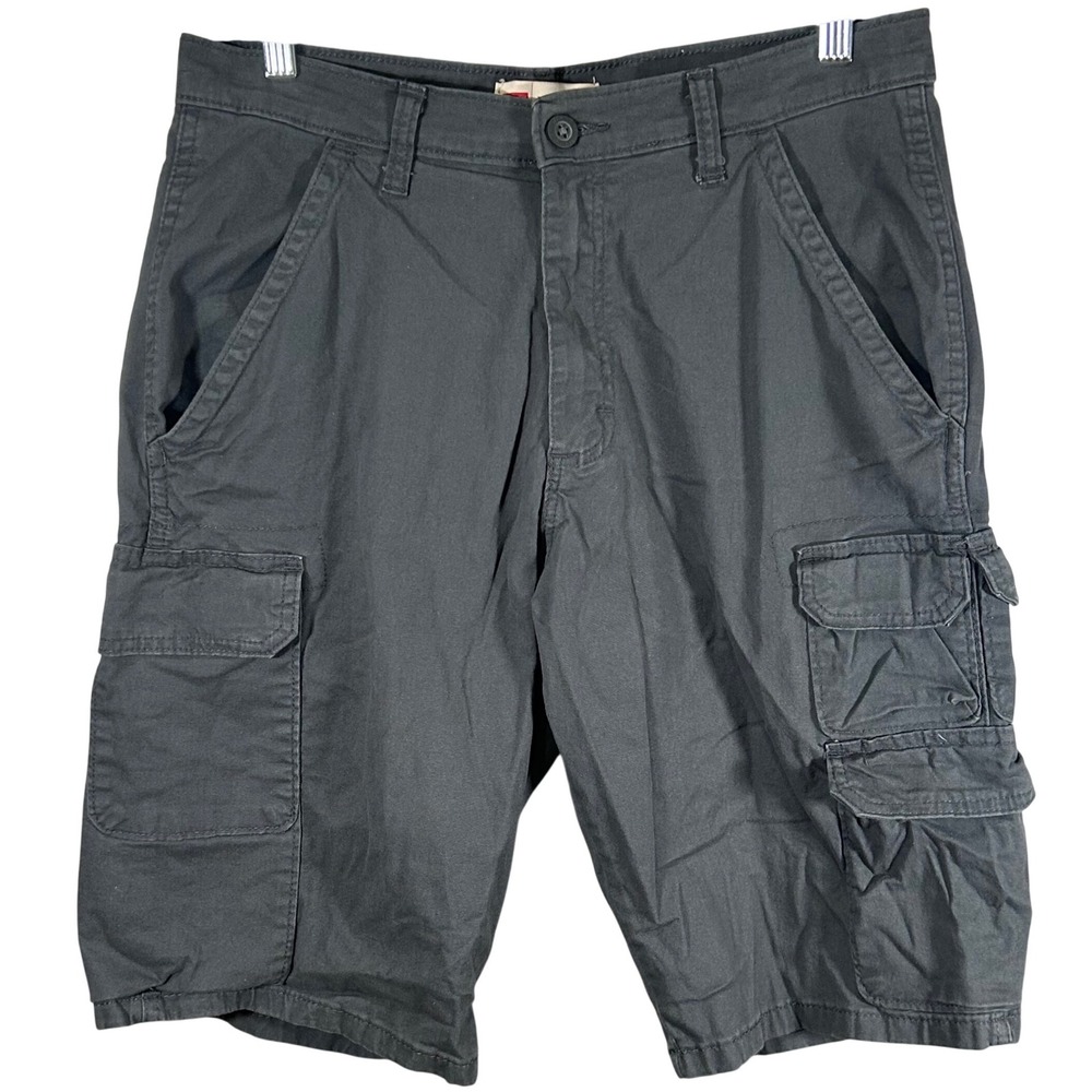 Wrangler Relaxed Fit Cargo Shorts Mens Size 30 Charcoal Gray Cotton Blend